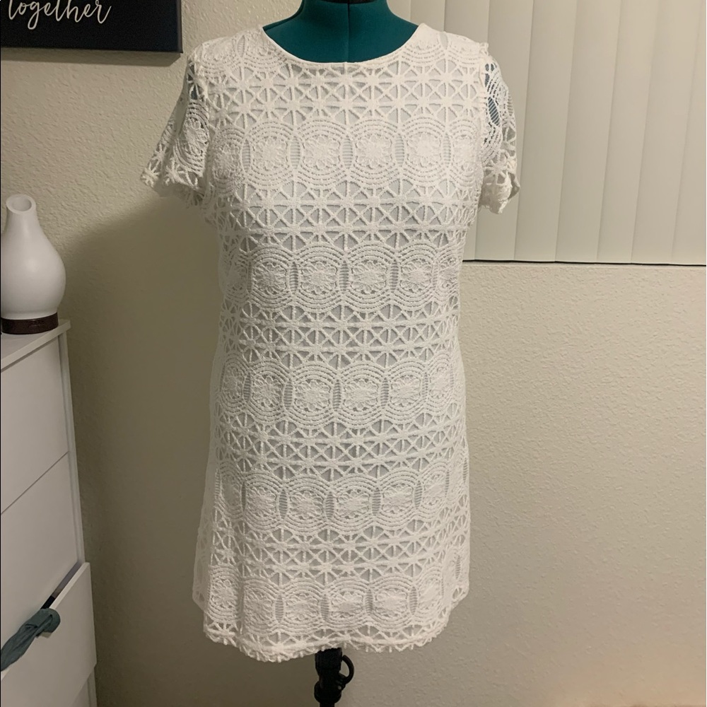 Lulus Love You For Eternity White Lace Shift Dress🤍